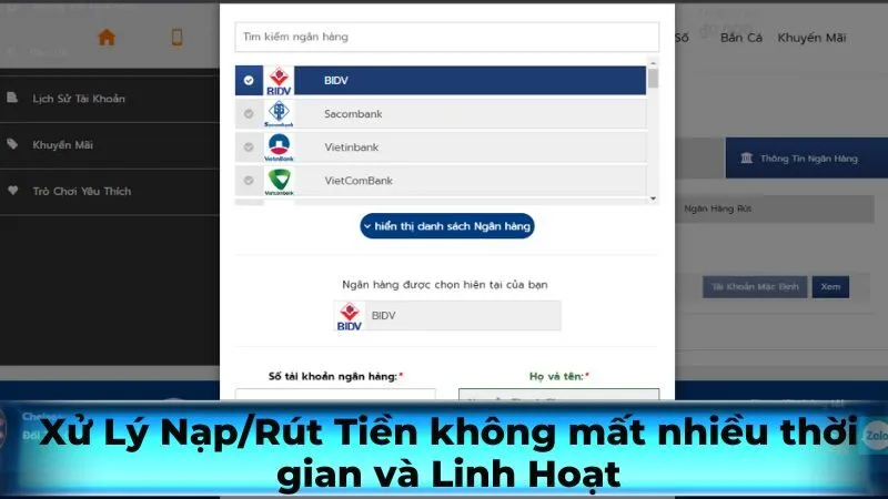 Xử Lý Nạp/Rút Tiền không mất nhiều thời gian và Linh Hoạt
